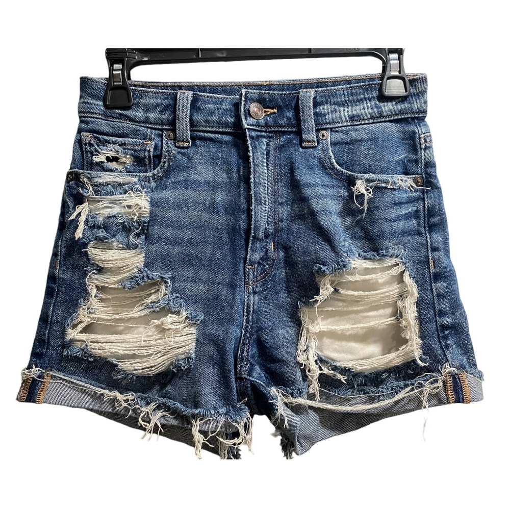 American Eagle Distressed Stretch Mom Shorts Dark Wash‎ size 2